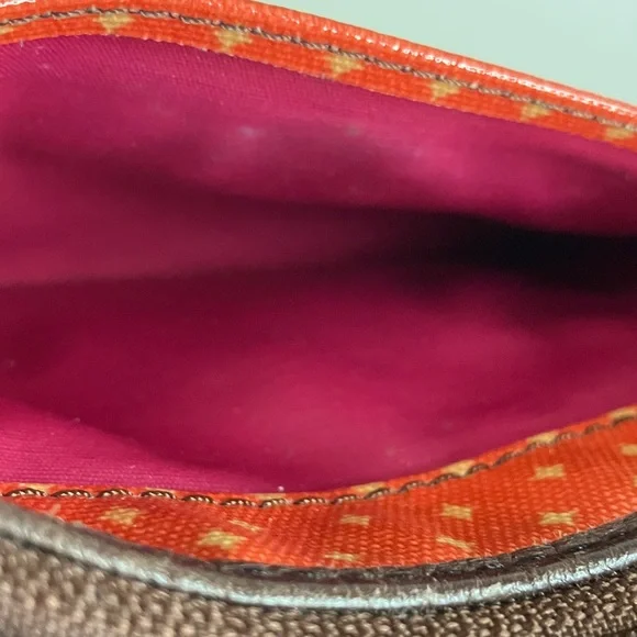 💐 Fossil Corner Zip Key-per Wristlet Wallet Tangerine/Brown - Picture 5 of 9